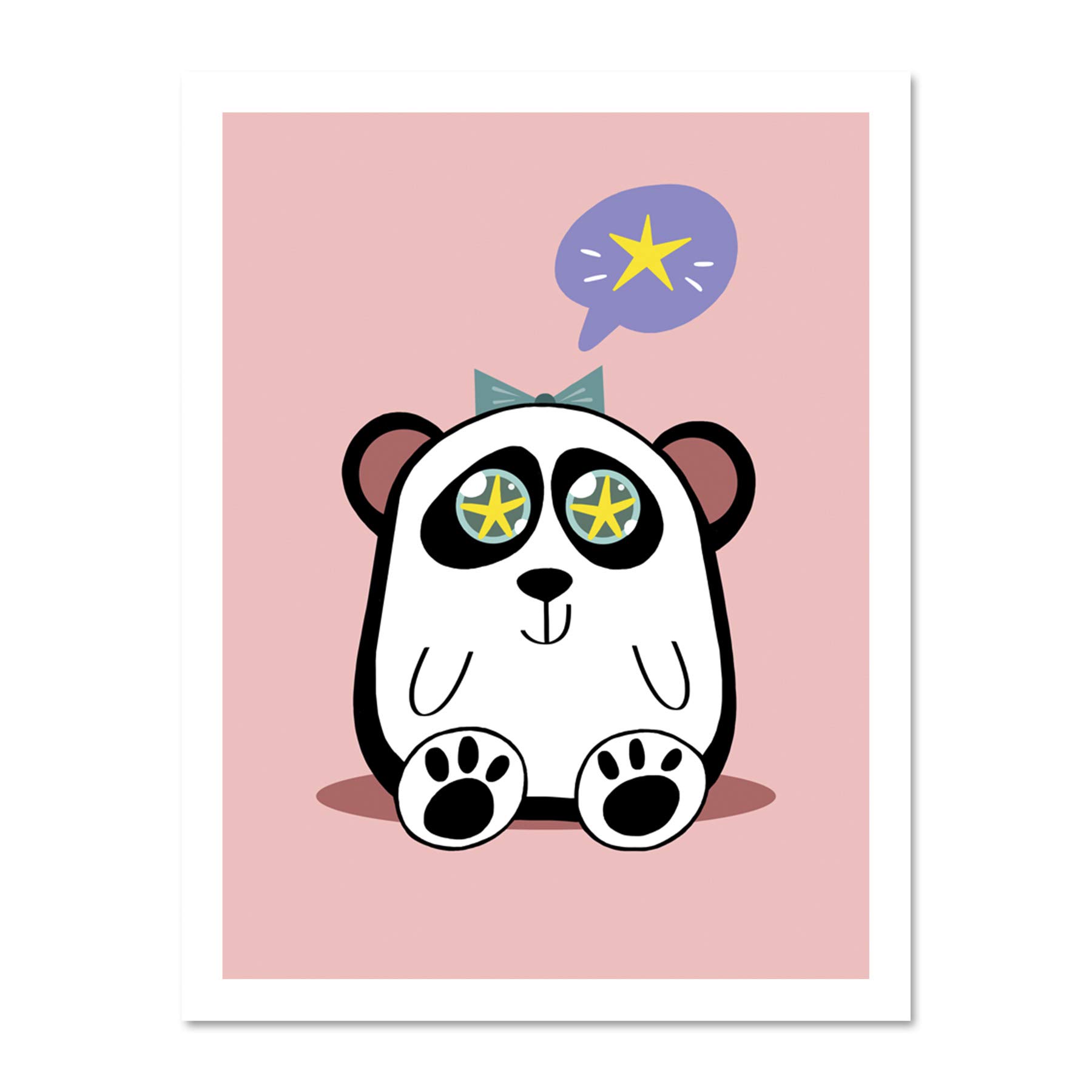 Wee Blue Coo Kawaii Panda Star Large Framed Art Print Wall Poster 18x24 inch