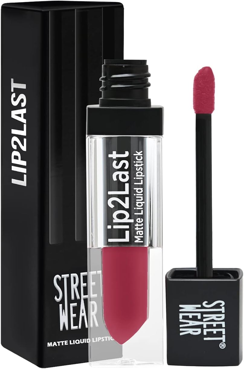 STREET WEAR Lip2Last Matte Liquid Lipstick -Fling Berry (Berry) - 5 ml - Transferproof, Smudgeproof, Mask Friendly, Non-Drying Formula, Enriched With Vitamin E - Lasts AM To PM!