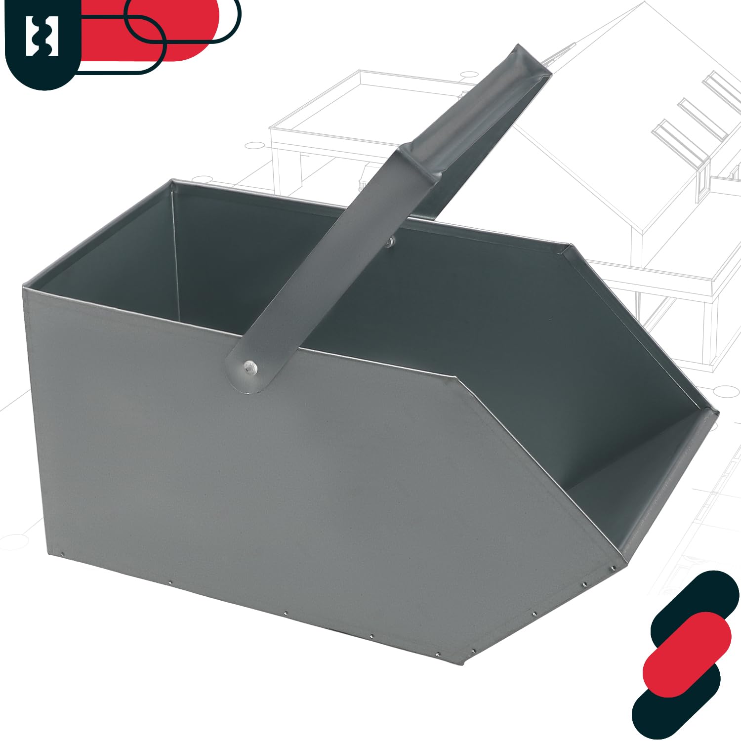 KOTARBAU® Caja para Cenizas, Recipiente con asa, Accesorio de Chimenea, Ideal para Transportar Ceniza, leña o carbón, Cubo de Cenizas, Bandeja, Ideal para Estufa Chimenea Barbacoa, Acero galvanizado