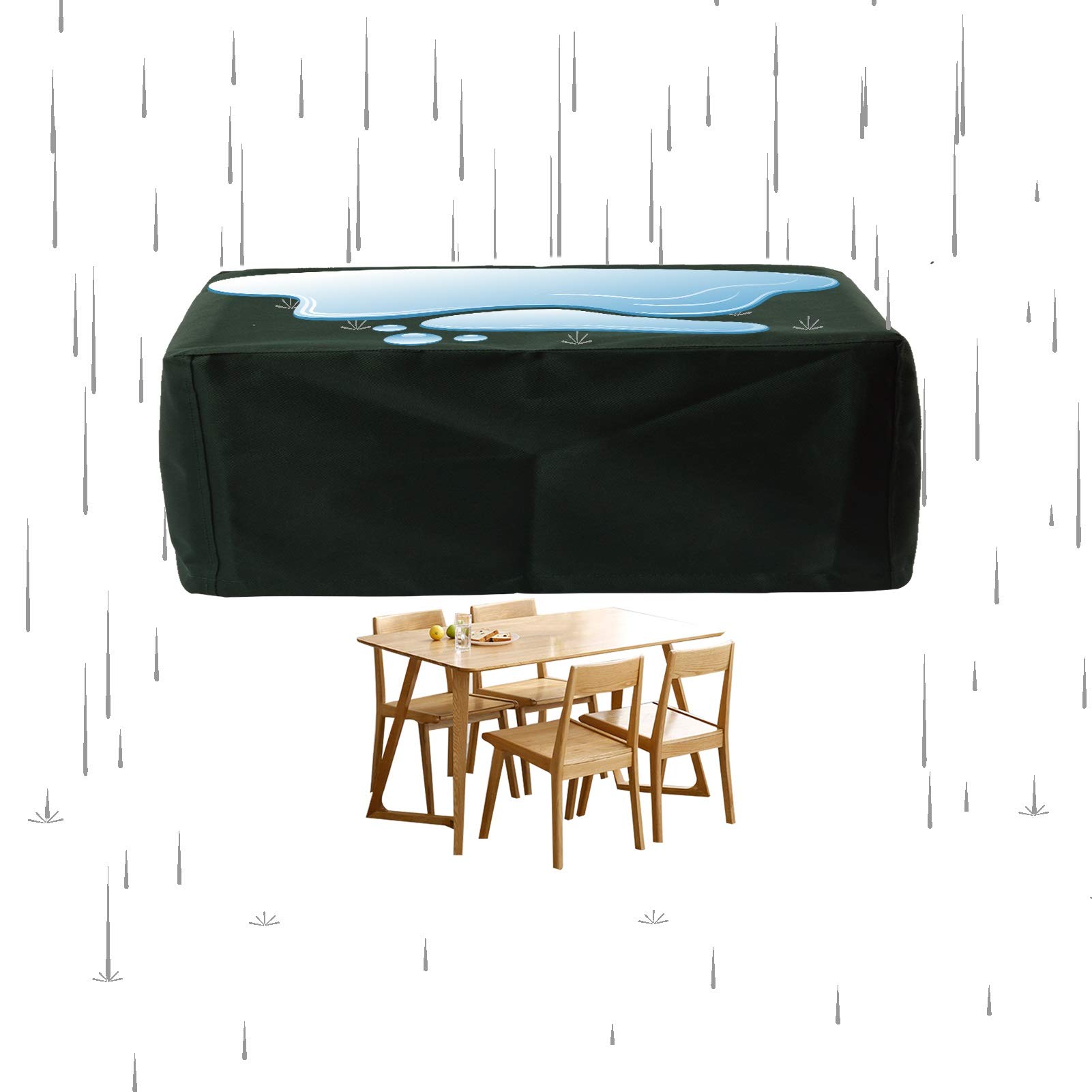 Fundas de muebles de ratán, fundas de muebles de jardín, fundas de mesa al aire libre, tela Oxford impermeable a prueba de polvo, lona de cubo para silla y sofá (verde, tamaño: 200 x 160 x 70 cm)