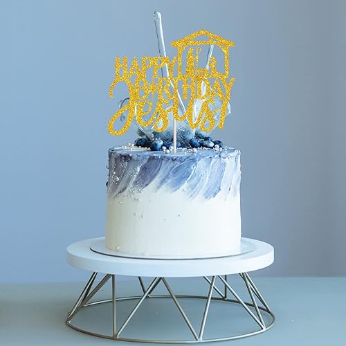Miniatura 2 de Decoración para pastel de feliz cumpleaños de Jesús, fiesta de cumpleaños cristiana de Navidad, estrella de Belén con purpurina dorada, decoración