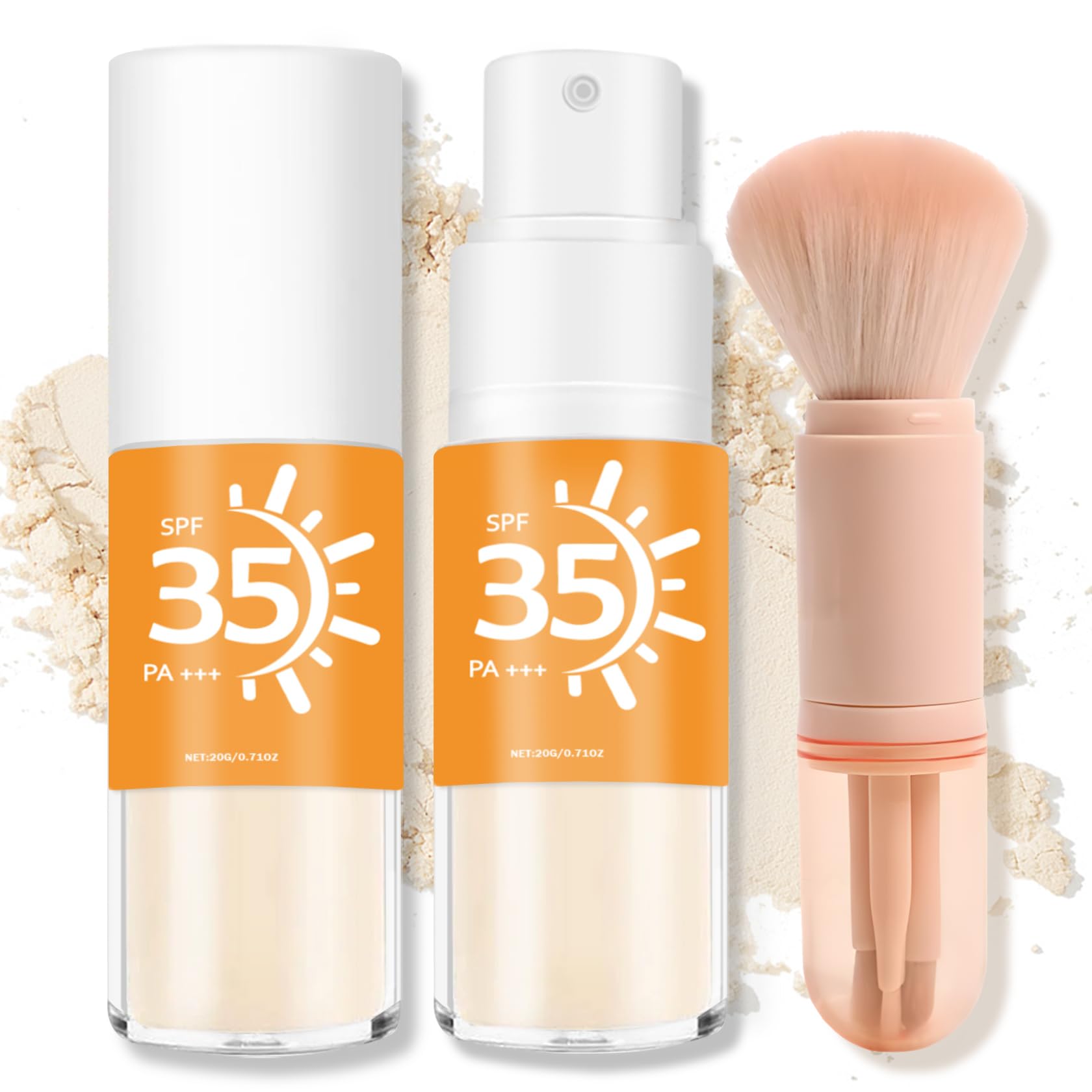 IONSGAKO Mineral Sunscreen Powder SPF 35 Setting Powder for Scalp Hair Face - Breathable Translucent Scalp Sunscreen Broad