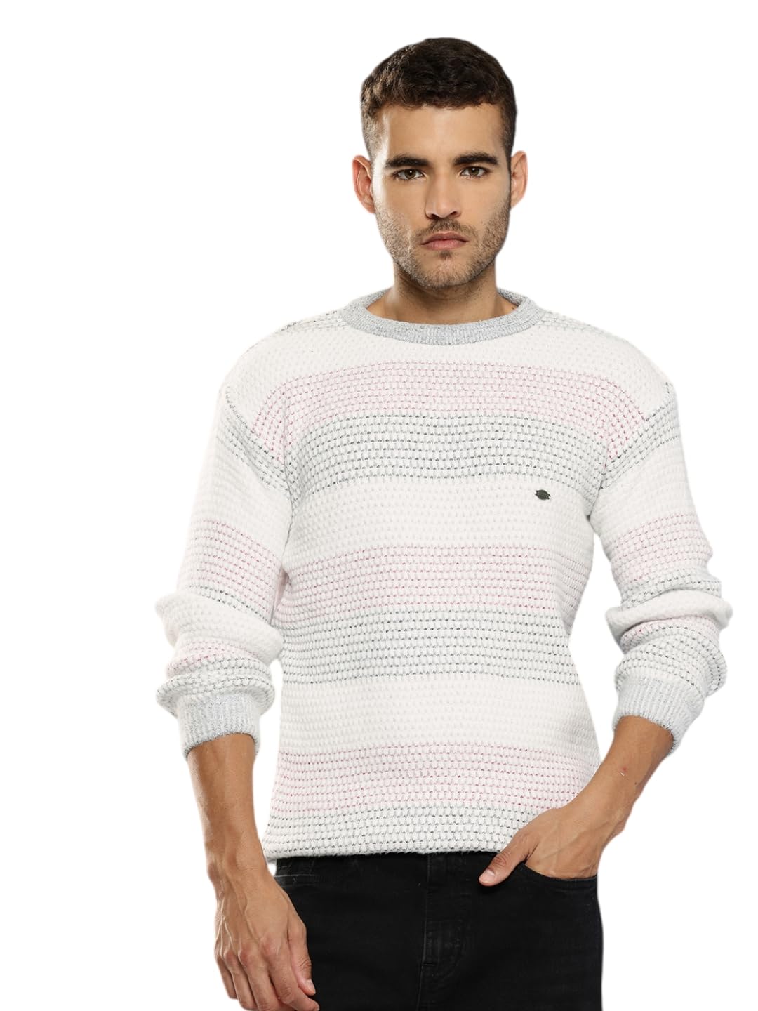aarika Mens Winter Wear White-Blue Colour Solid Woolen Sweater-picture-38