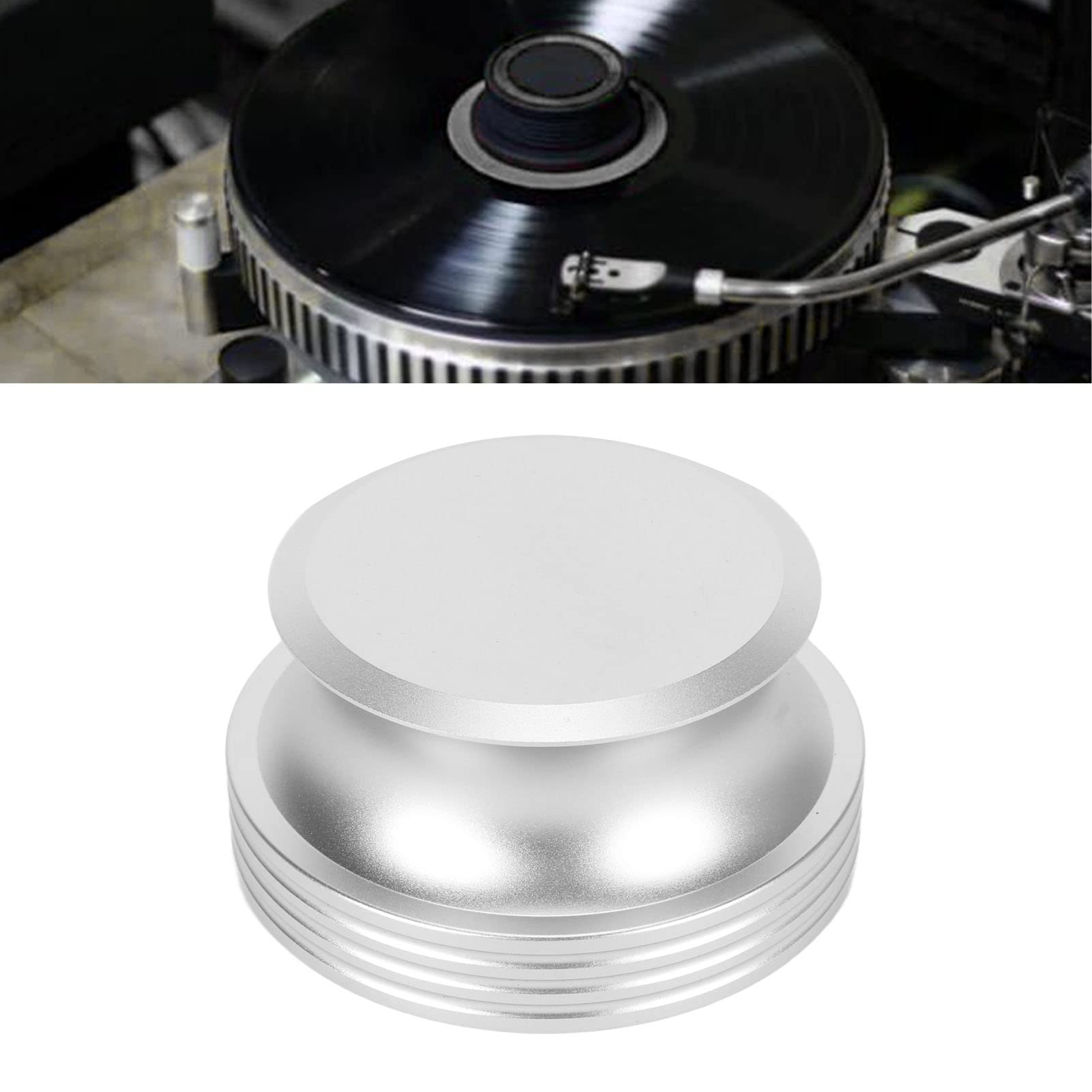 LP - Stabilizzatore a disco per giradischi, stabilizzatore di peso per qualità del suono HiFi, riduttore di vibrazioni in lega di alluminio con feltro protettivo per pelucchi, giradischi compatibili