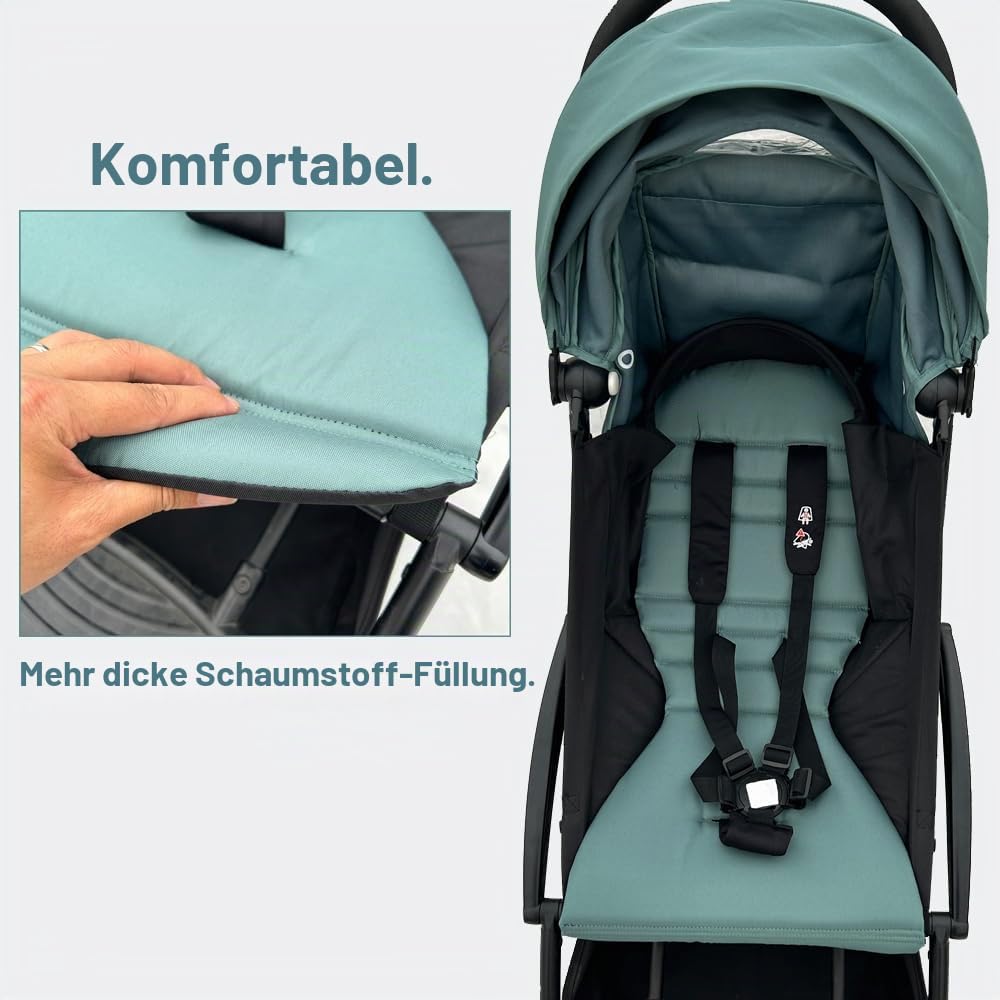 Kinderwagen-Zubehör-Ersatzset, Markisen und die Kissen kompatibel mit YOYO 2 und YOYO+ Kinderwagen, doppellagiger wasserdichter Stoff (Aqua Blue)
