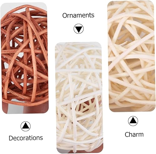 Miniatura 9 de 12 bolas decorativas de mimbre tejidas a granel grandes para decoración de tazones de ratán azul, bolas tejidas de ratán, ventana de flores, relleno