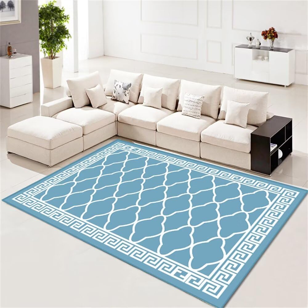 Tapis parc bébé bleu résistant pour éviter l'usure précoce au salon