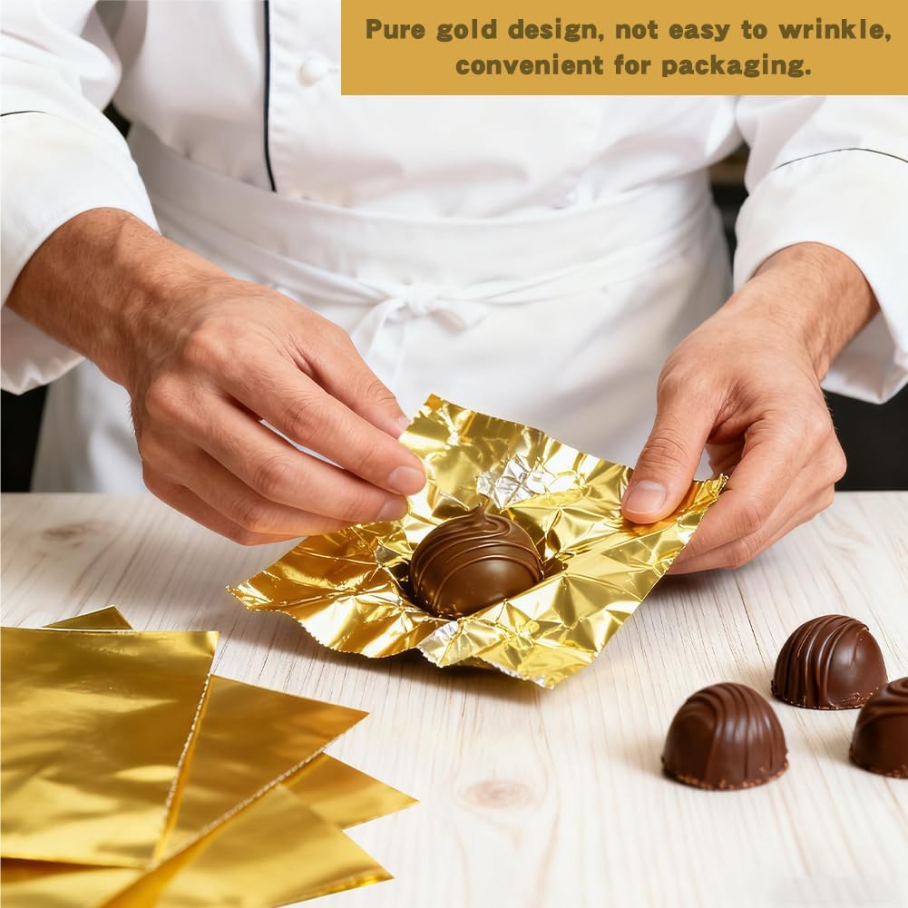 Chocolate Wrappers 100Pk, 7.9x7.9" Candy Wrapping Paper with Stickers