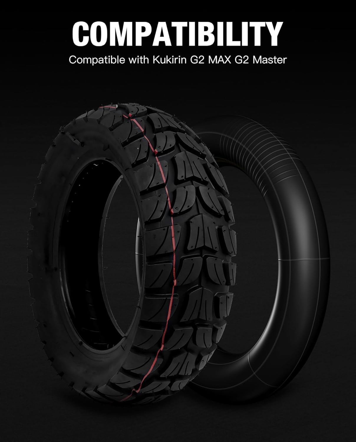 Juego de 2 neumáticos exteriores de 10 pulgadas y tubo interior compatible con Kukirin G2 MAX / G2 Master Kickscooter, 255 x 80 neumático de repuesto antideslizante y resistente al desgaste, 10 x 2,5