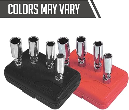 Miniatura 2 de SUNEX TOOLS 8844 - Enchufe universal de bujía de 3/8 pulgadas, 13/16 pulgadas, totalmente pulido, CR-V de 9/16 pulgadas - 13/16 pulgadas, 4 piezas