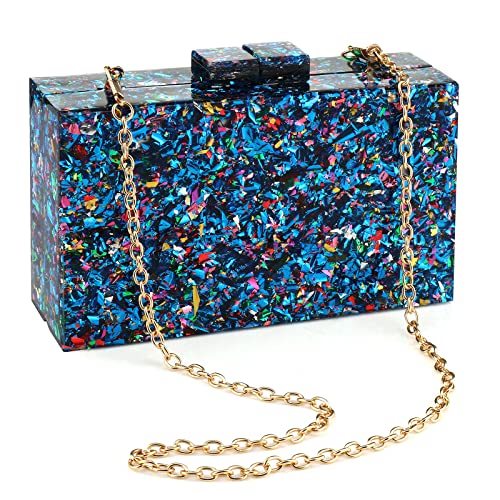 Image of Gets Acrylic Purses and Handbags for Women Multicolor Perspex Geometric Patterns Box Clutch Banquet Evening Crossbody Handbag