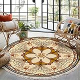 Treer Alfombra de Salón Moderna con Borla de Habitacion de Estar Dormitorio Cabecera Alfombra Etnica Vintage Lavables para Comedor o Habitación de los Niños (Mandala 6,120cm)