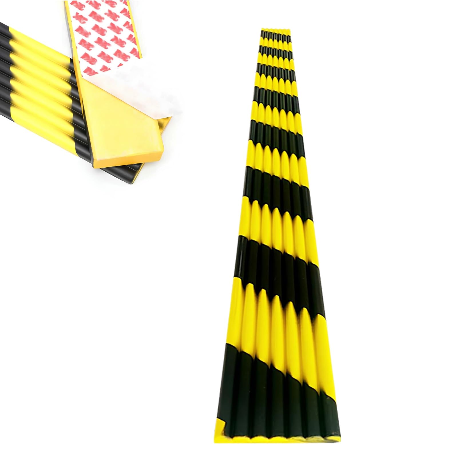 Protector De Bordes Ondulado De Espuma De Poliuretano De 39" | Corner Protection, Tira Protectora De Esquinas Industrial Autoadhesiva Con Franjas Amarillas Y Negras(W-shape 0.8cm,2PCS)