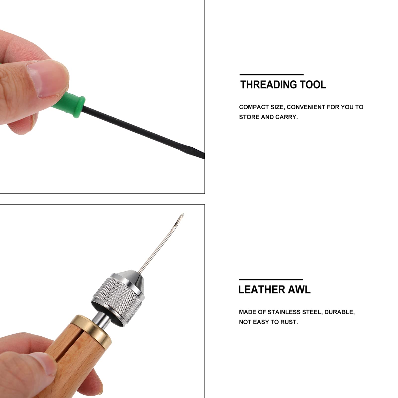Artibetter 3 Juegos Punzón de Coser Mango de Ergonómico Herramienta Manual para Reparación Incluye Agujas y Curvas