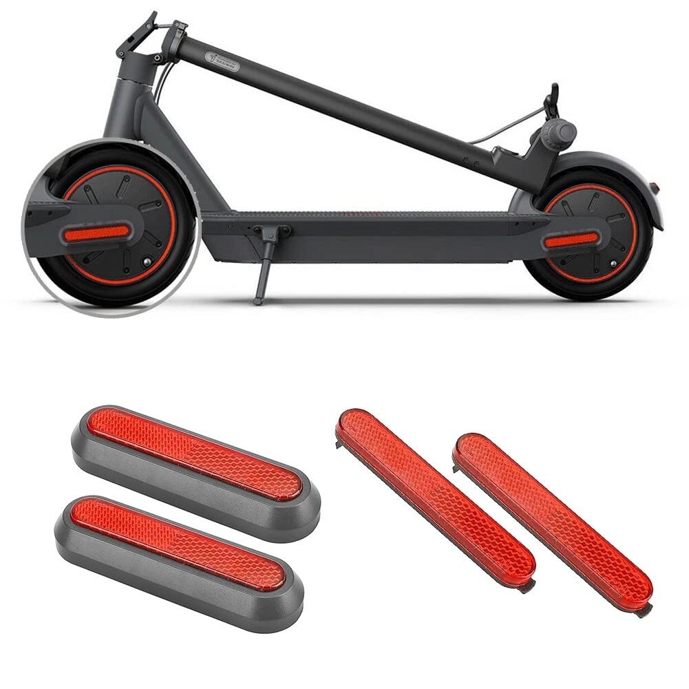 Coprimozzi Per Ruota Con Riflettori Per Xiaomi M365/PRO/PRO2 – Set Da 4 In ABS Rosso Con Strisce Riflettenti E Viti