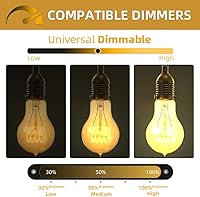 Vista 3 de Jslinter Bombillas Incandescentes de 60 Vatios Regulables Paquete de 4 Bombillas, Bombillas de Luz Suave A19 de 2200K Luz Cálida, Bombilla de Luz