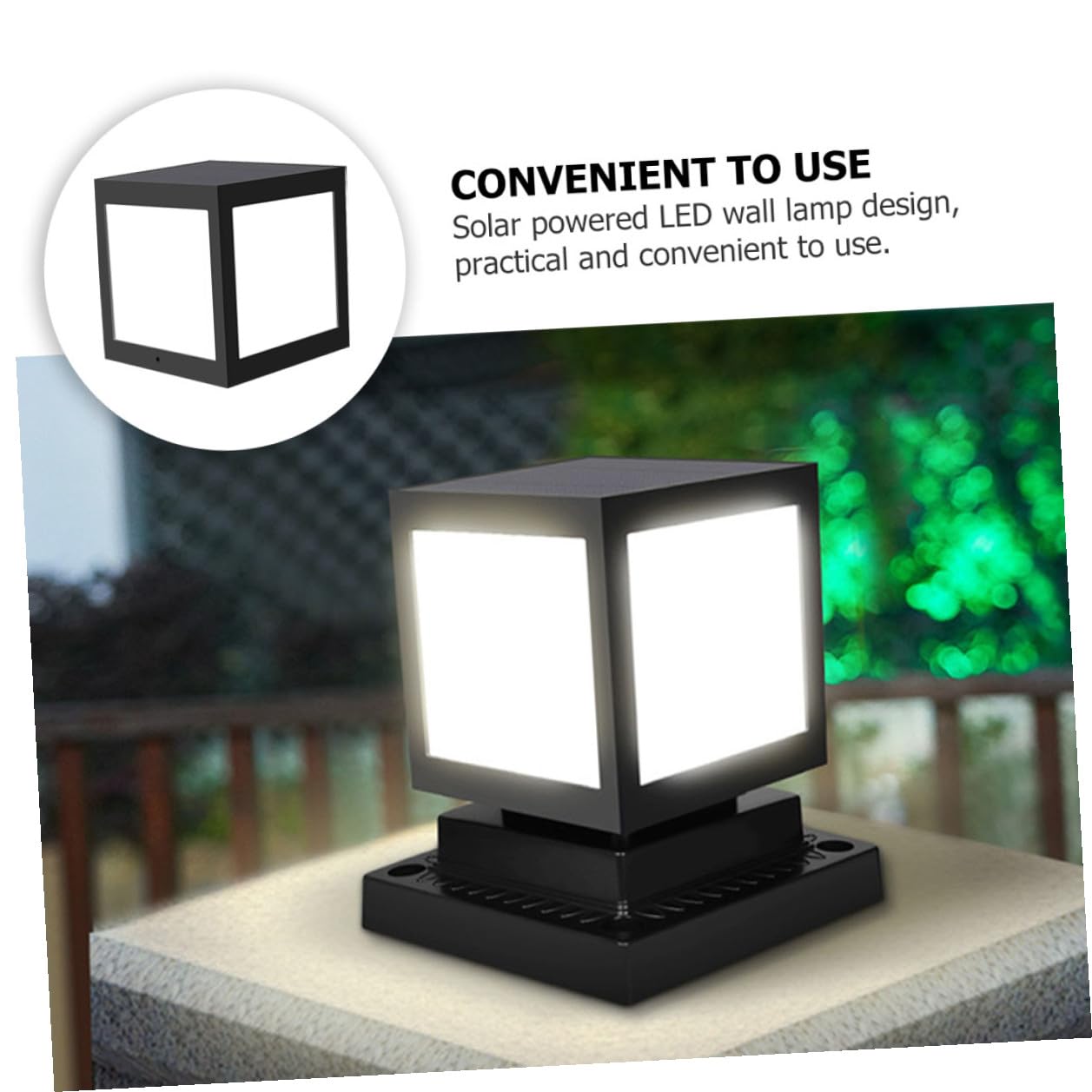Lámpara Solar de Pared Negra 5 W 2,4 V para Patio Exterior