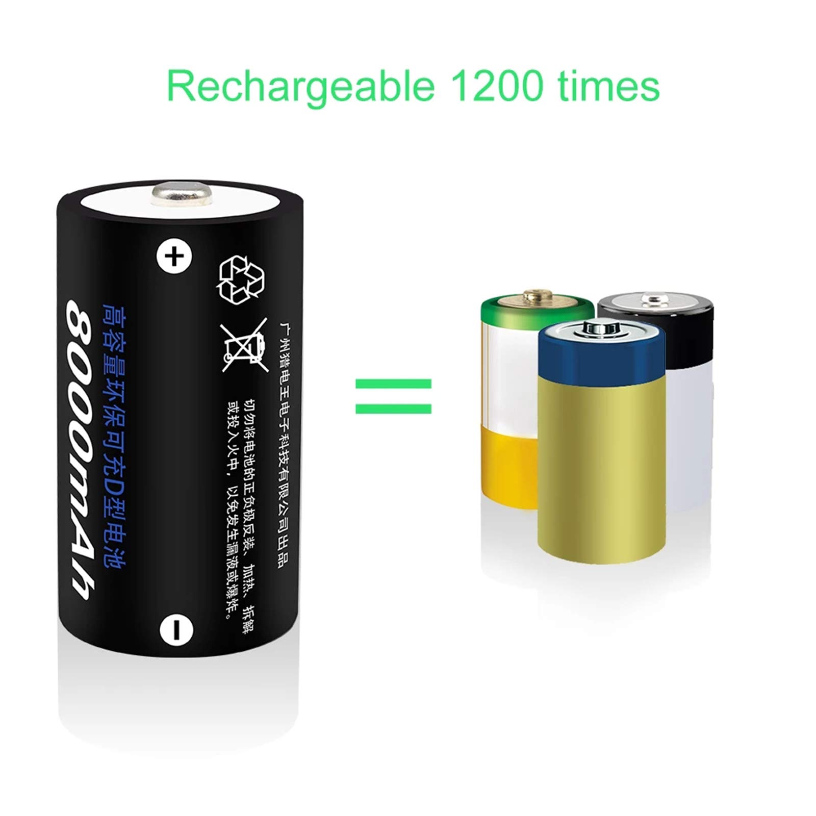 Tipo D 1.2V Ni-MH Batteria Ricaricabile di Dimensioni D 8000Mah Tipo D per Strumenti Giocattolo Fotocamera Microfono Fornello A Gas Batterie,4pcs