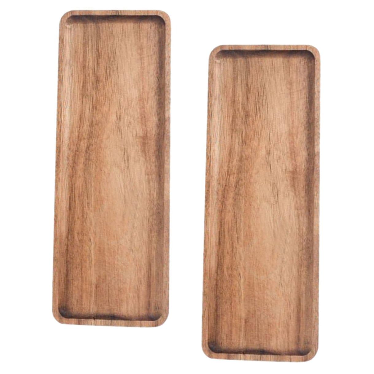 Bandeja de Madera Acacia Rectangular 28x10,5 Cm para Servir Té y Aperitivos, Frutero Decorativo para Mesa, Juego 2 Piezas, Adecuado para Fiestas y Desayuno