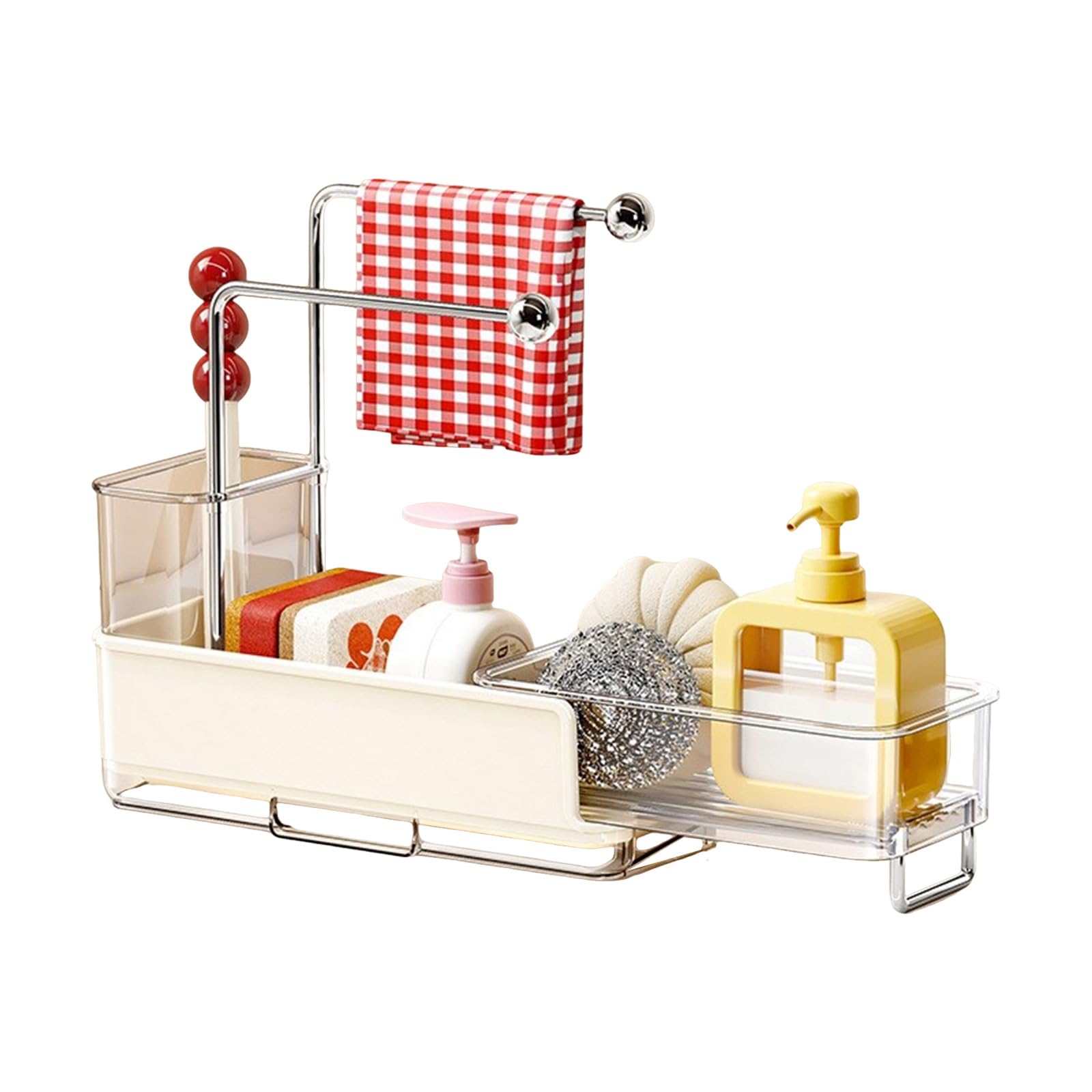 Zxfdsfdbnm Expandable Kitchen Organizer for Dishes Soap Sponge and Scrubber with Drip Tray Clean Supplies Container Sink Cart Planner