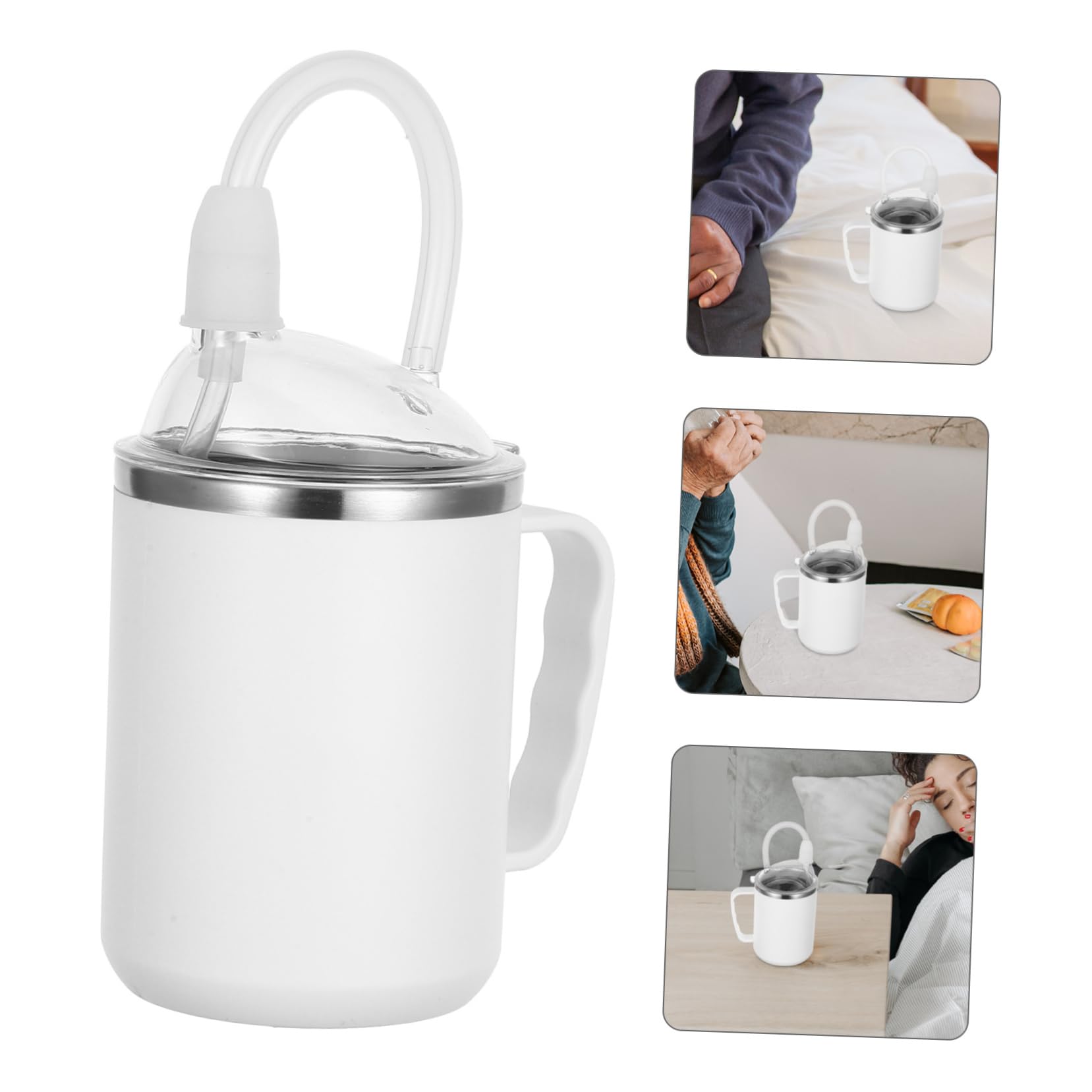 Gatuida Tazza per Alimentazione Anziani da 500ml con Beccuccio Antigoccia e Manico Ergonomico in Pp per Uso Ospedale e Casa, per Pazienti e Convalescenti