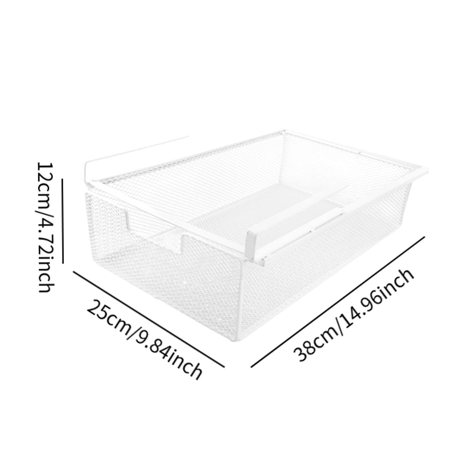 Tiroir Sous Le Bureau, Organiseur de Tiroir Sous Le Bureau, Panier Métallique Coulissant, Boîte à Tiroirs Cachée, Boîte de Rangement pour Sous-Vêtements, Tiroir Suspendu, Organisateur de Bureau, Blanc