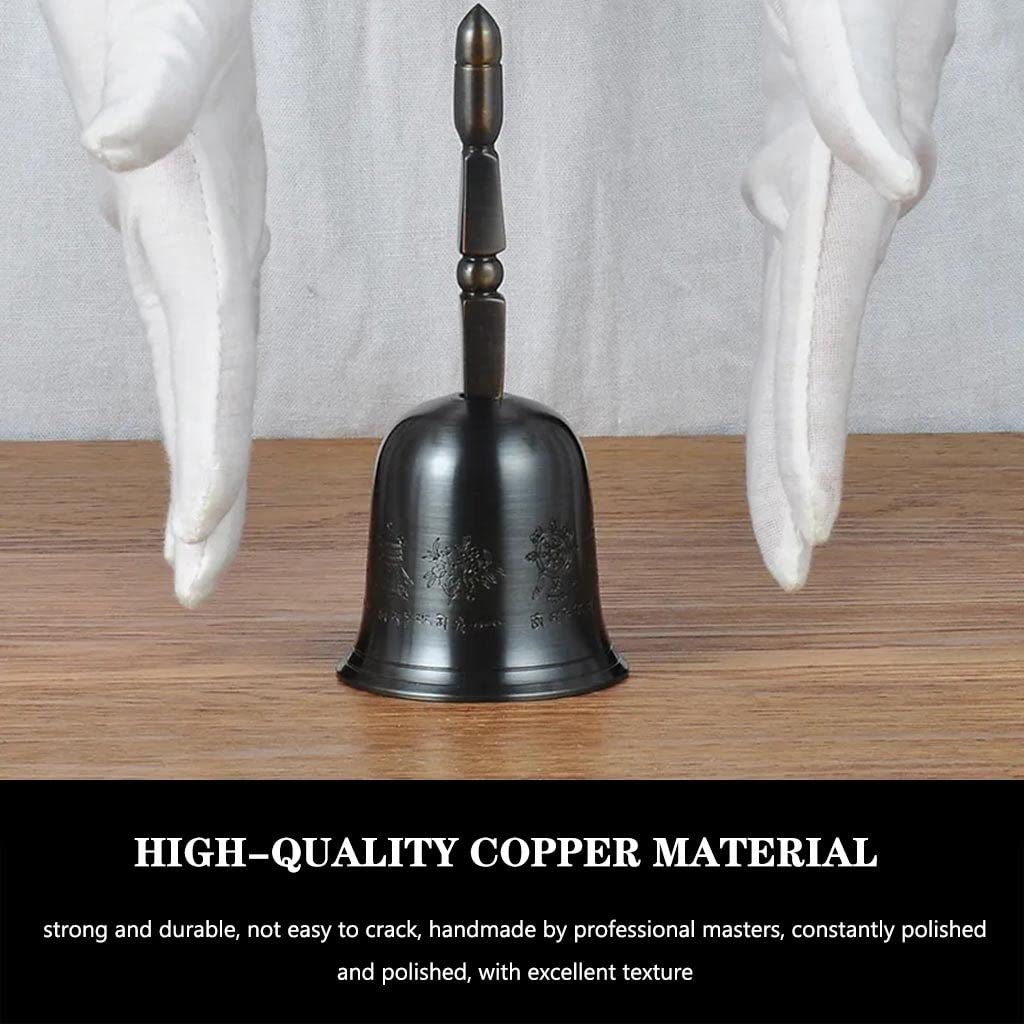 con Campanas de Mano, Campanas de Bronce, Campanas Campana Negra de Estilo Antiguo clásico, Campana de Llamada con decoración de patrón Exquisito Frontal de Barra, Regalo de cumpleaños