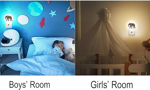 Miniatura 5 de Axayaz Elefante LED luz nocturna animal salvaje alegre cachemira flor tronco marfil oreja vida silvestre atardecer amanecer lámpara redonda sensor