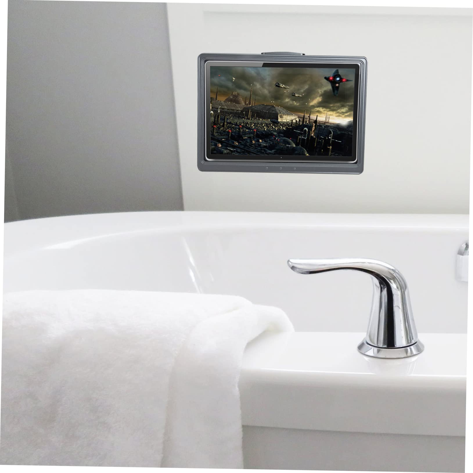 Artibetter Supporto da Muro per Telefono e Tablet in ABS e PET, Installazione senza Fori per Doccia e Bagno, Rotazione Facile e Resistente all'Acqua