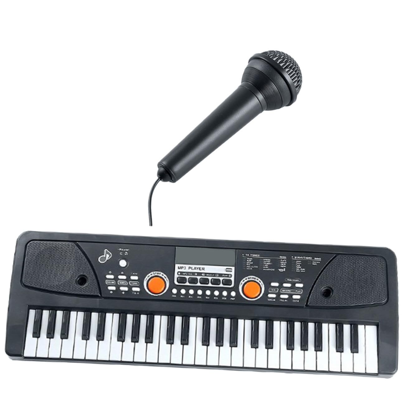 Pianoforte Compleanno per Bambini 49 Tasti e Plastica Elettronico con Microfono , Tastiera Multifunzione , Tocco Confortevole , Giocattolo Musicale Natale