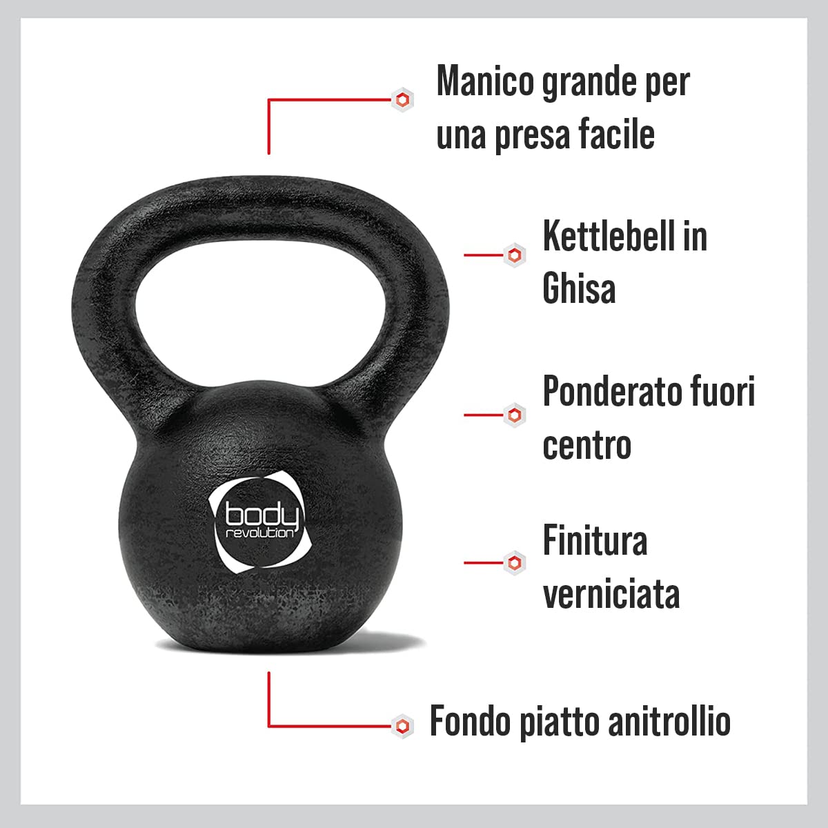 Body Revolution GHISA Manubrio - Allenamento Forza Casa Attrezzature da Palestra - Pesi Disponibili 2kg - 28Kg