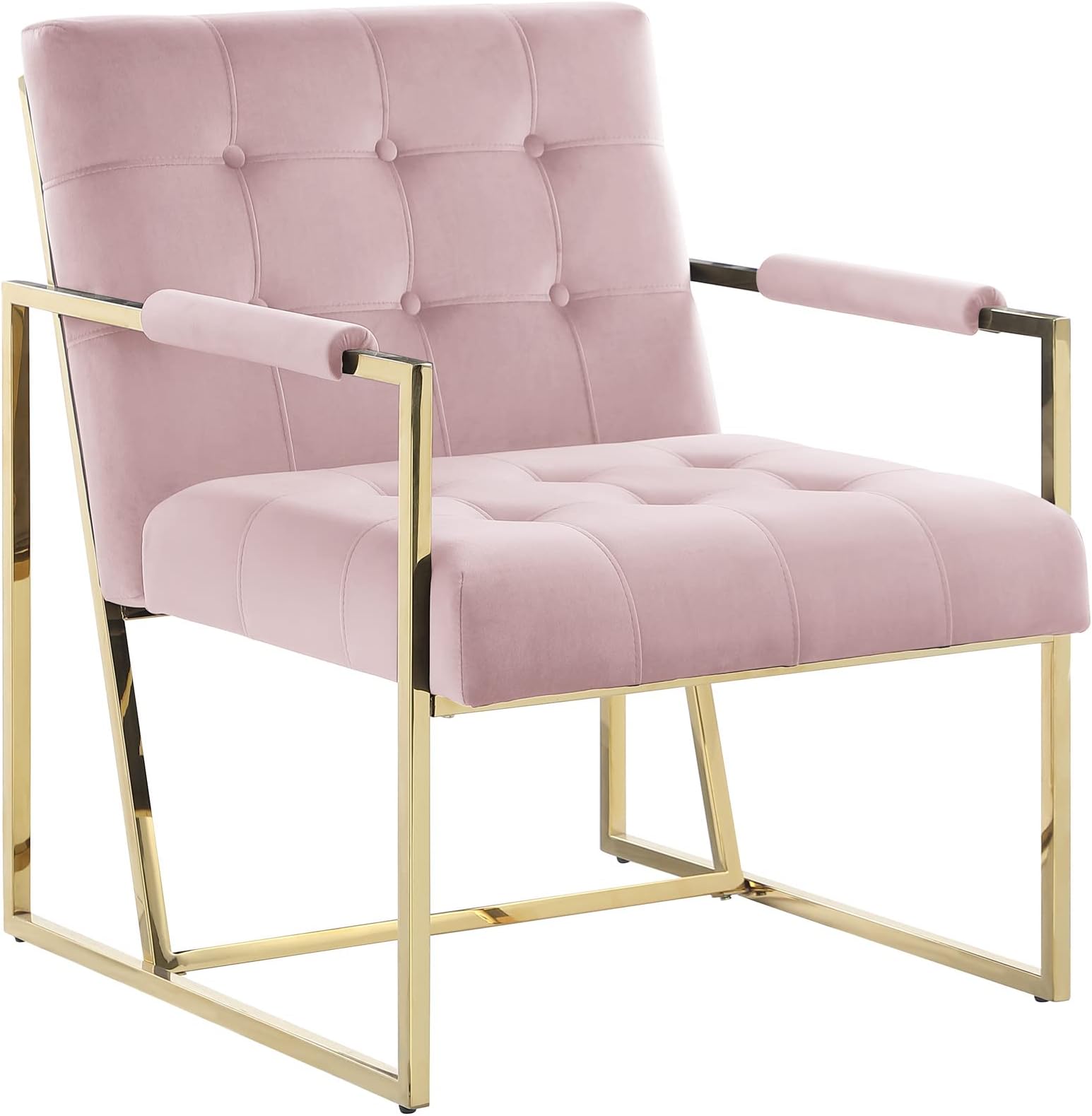 Best Master FurnitureLouie Modern Arm Chair with Gold Frame, Pink