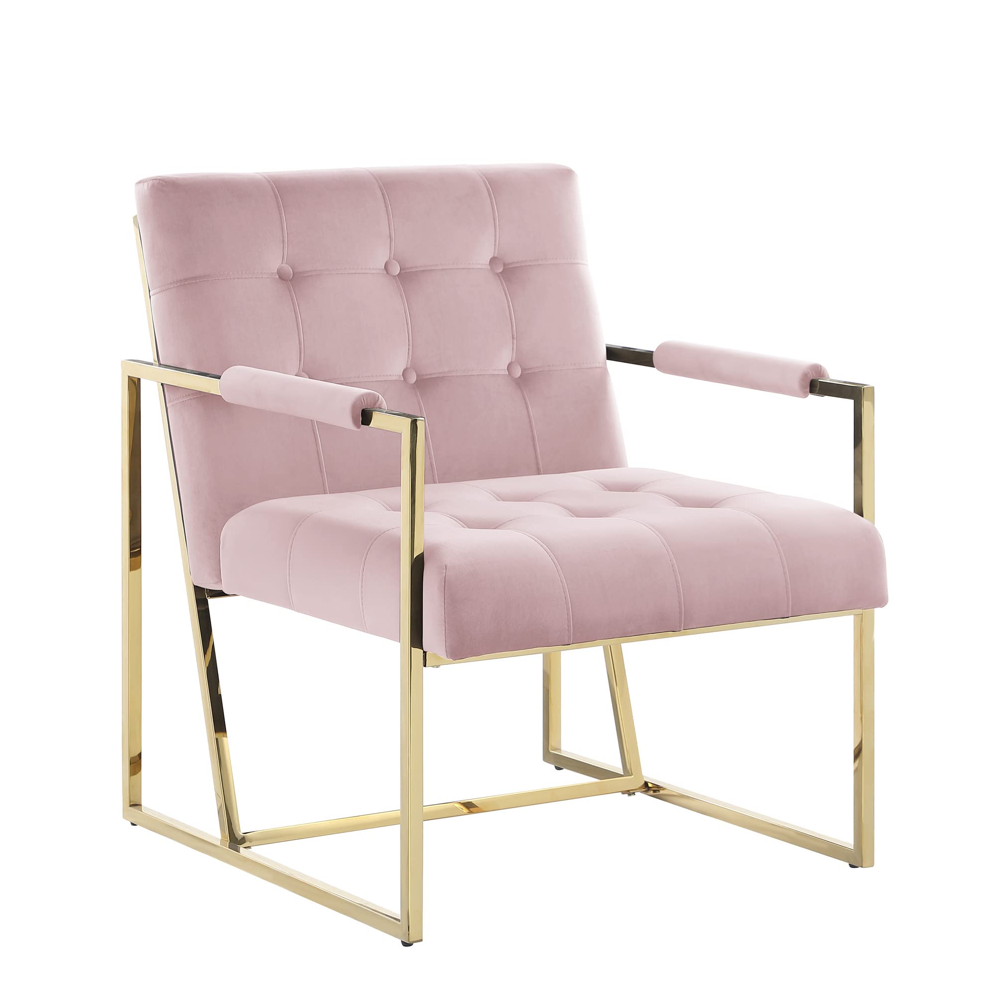 Best Master FurnitureLouie Modern Arm Chair with Gold Frame, Pink