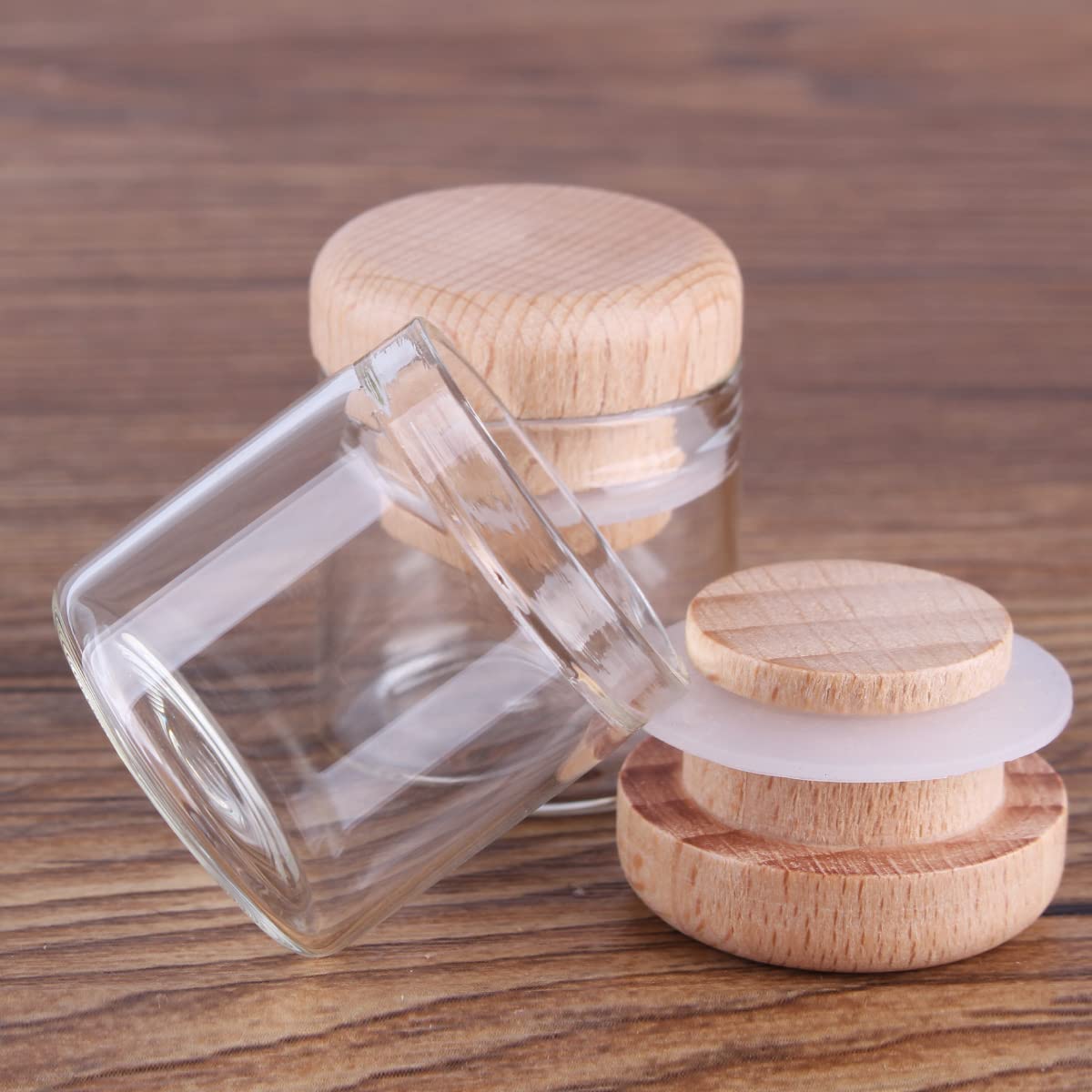 Szklane probówki, Opakowanie 24 probówek 10 ml z drewnianymi nakrętkami 30 mm x, przezroczyste