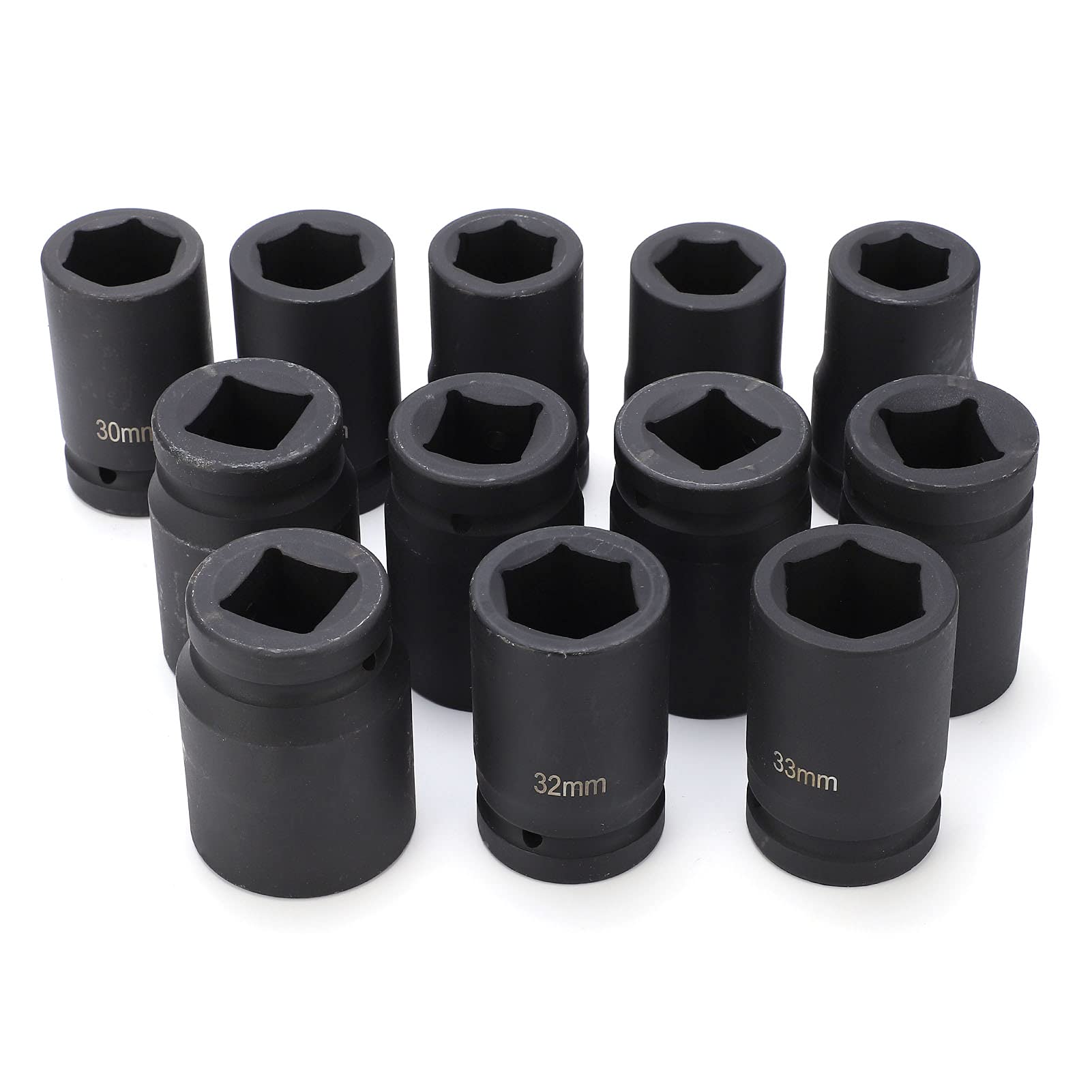 Cocoarm Zestaw 12 Głębokich Nasadek Udarowych 1 Cal, Metryczne Rozmiary 24-41 mm, Nasadki do Klucza Udarowego