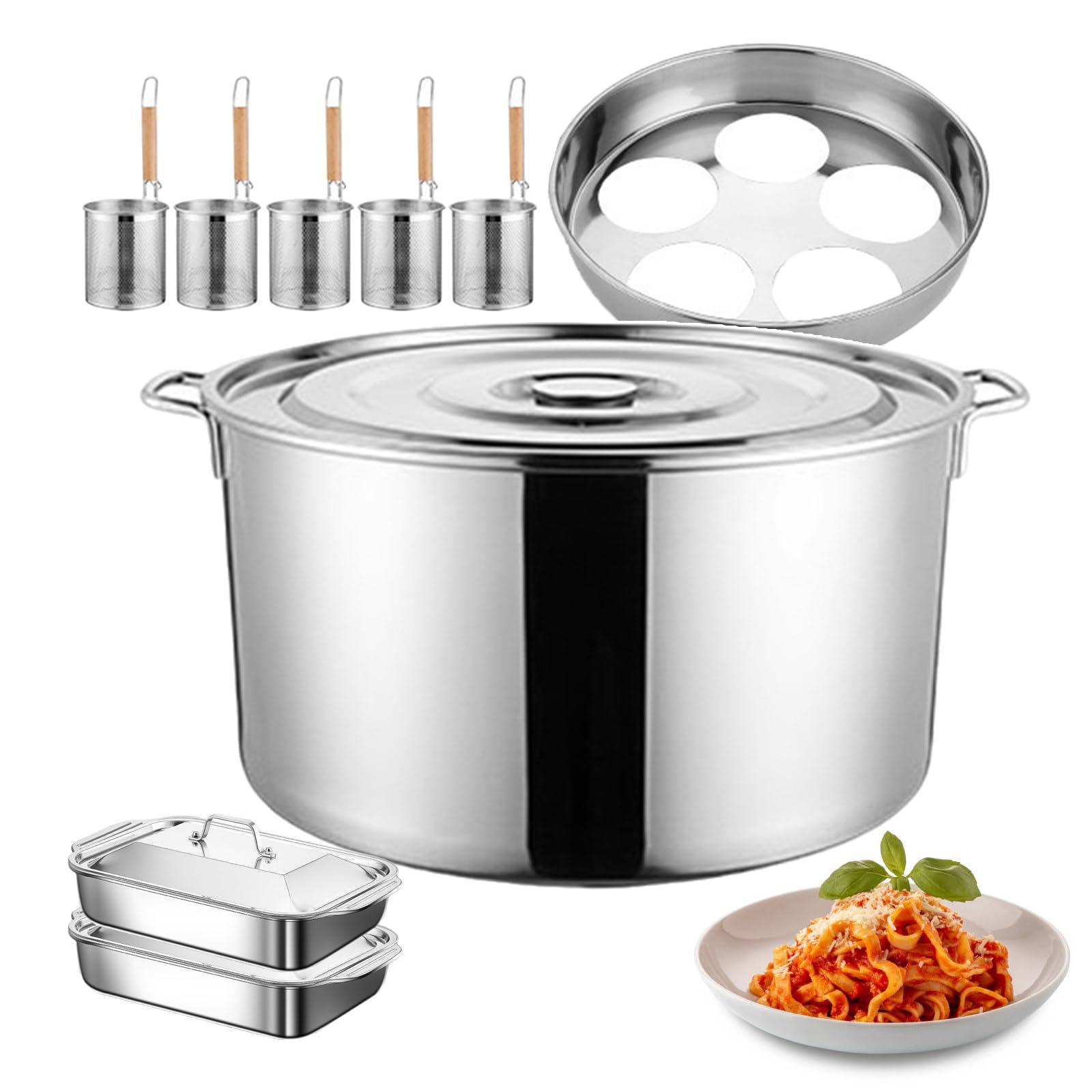 Pentole per Cucinare Spaghetti, Ideali per Hot Pot Commerciali, Multiuso, in Acciaio Inossidabile, Facili da Pulire.
