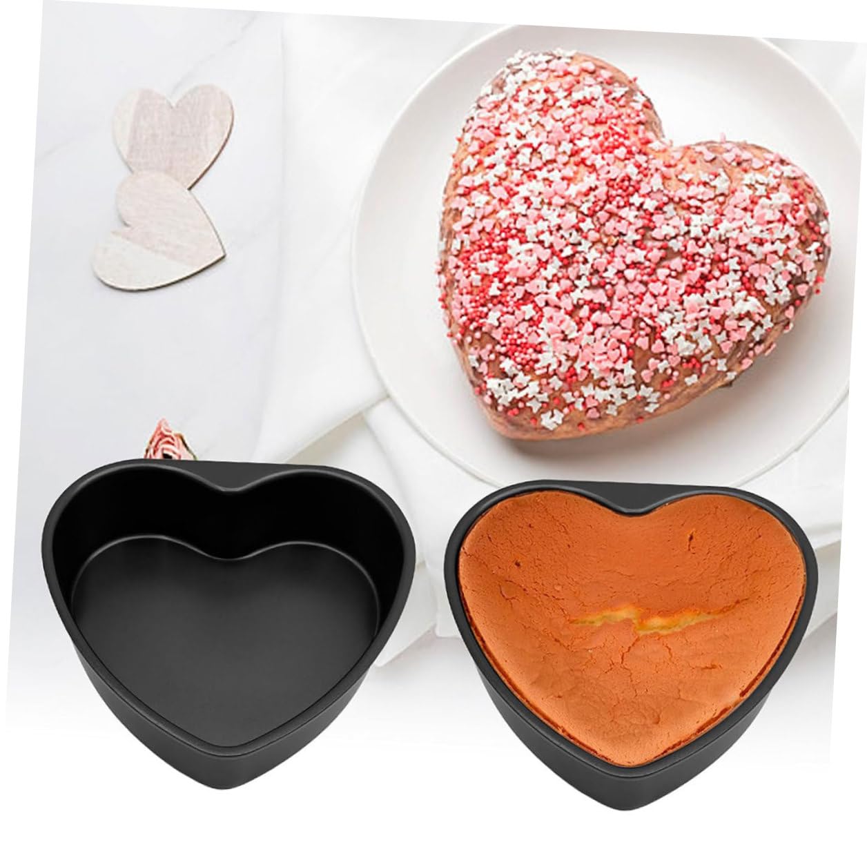 Molde para Tartas Forma de Corazón con Fondo Desmontable Molde de Aluminio Antiadherente para Bizcochos Pequeños Bandeja Útil para Hornear Casa y Fiestas Resistente y Duradero