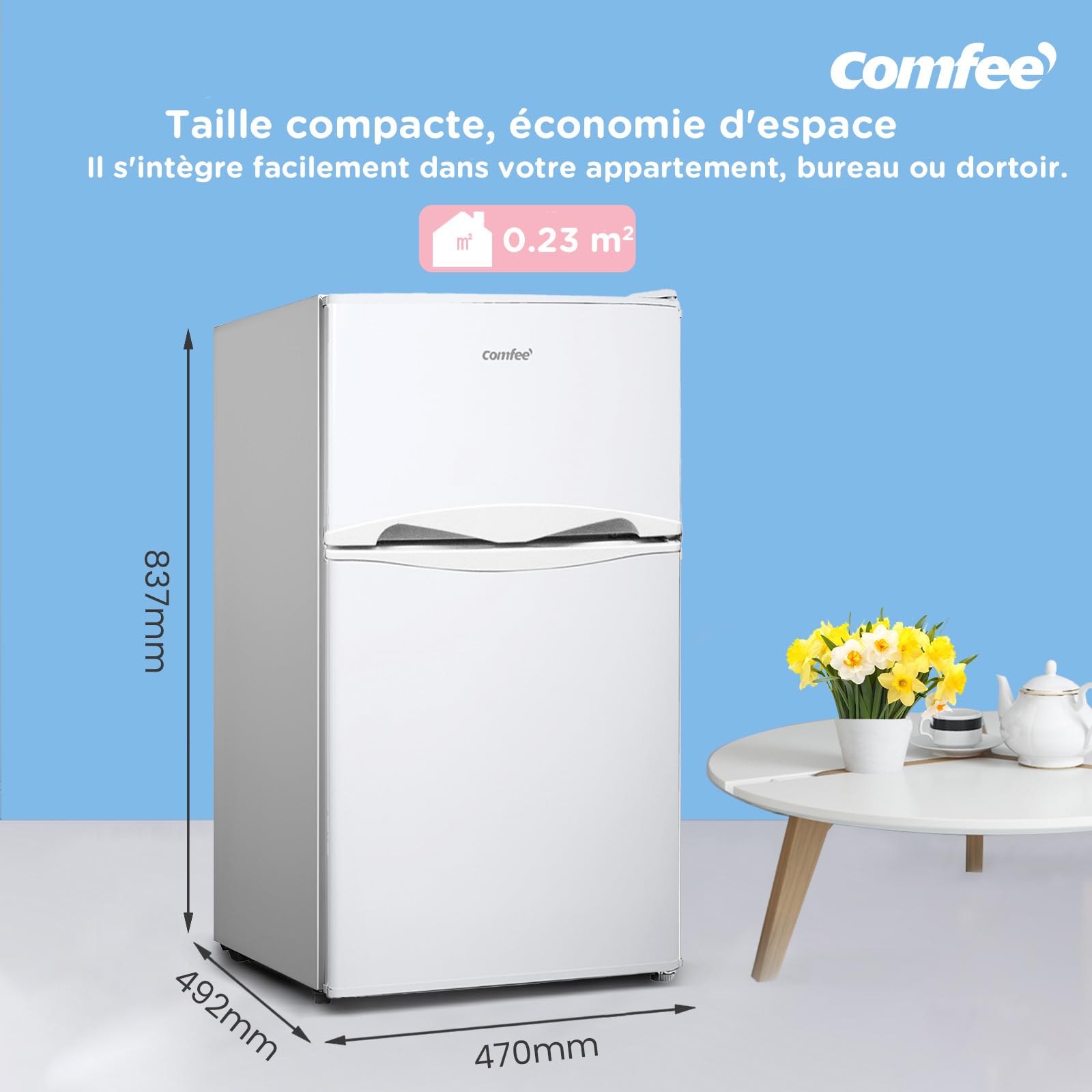 COMFEE' RCT87WH2(E) Réfrigérateur Congélateur Sous Plan 87L Blanc