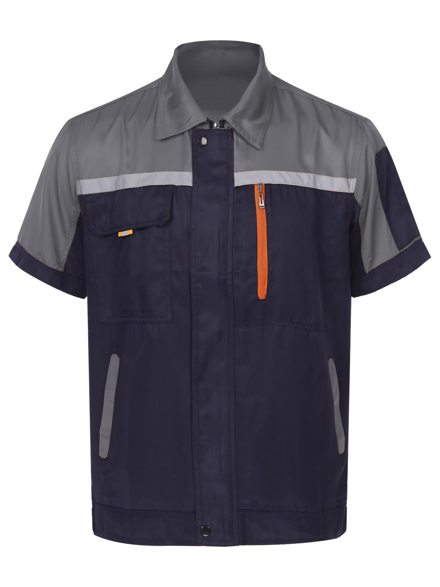 XUNZOO High Visibility Long Sleeve Safety Shirt for Man Mechanic Uniform Work T-Shirt with Reflective Stripes