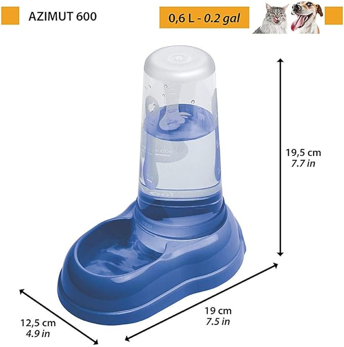 Ferplast Distributeur D Eau Ou Nourriture Pour Chats Et Chiens Azimut 600 Dispenser Pour Animaux Mangeoire Pour Croquettes Nourriture S Che Eau 0 6 Litres Plastique Robuste 12 5 X 19 X H 19 5 Cm Bleu