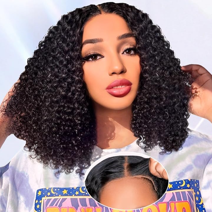 Glueless Wigs Human Hair Pre Plucked Pre Cut Short Curly