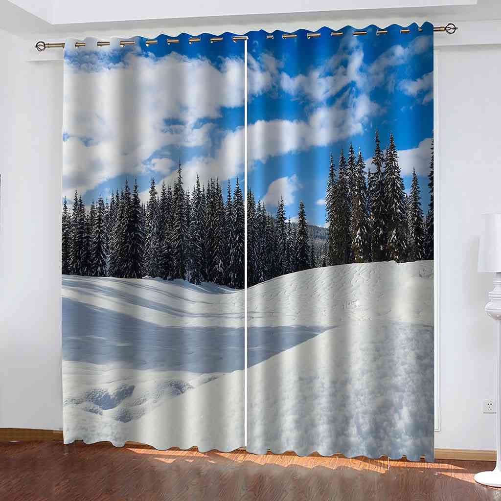Rideaux à oeillets imprimé neige pour sublimer la décoration de la chambre d'enfants