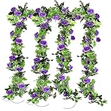 【Material】: Die Rosen und blätter bestehen aus stoff, Lebensechte, kein farbecht oder welk., und der rebe aus flexiblem kunststoff, leicht zu verstellen, können in jeder Form gebogen und um verschiedene objekte gewickelt werden, einfachen Aufhängen.