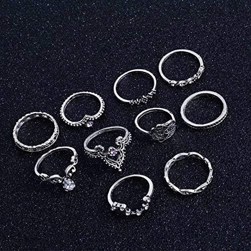 Shining Diva Fashion Oxidized Silver Stylish Ring for Women (Set of 10) (9160r) 4