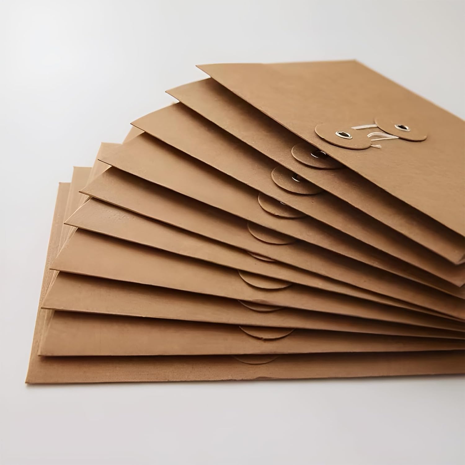 10 Pack Kraft Paper Envelopes with String, Small Brown Envelopes, Kraft String Envelope File Folder, Vintage Card Filing Envelopes for Invitation Postcard Photos (9.3 x 6.7 Inch) - Image 4