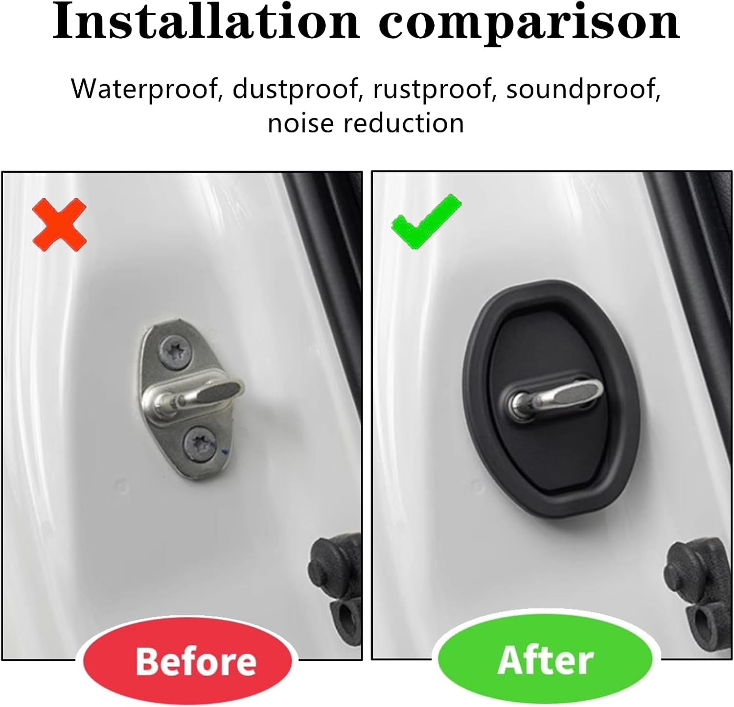 8 Pack Door Latch Lock Cover Professional Silicone Car Door Latch Cover Lock Silent Shock Protector for Most Vehicles (Black)