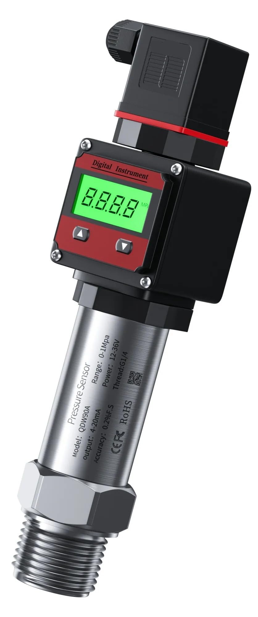 Sensor de presión con pantalla LCD G1/4 DC24V, 0-100bar a 0-10V, 4-20mA, RS485, transductor Digital Gas y aceite agua, 200bar, 600bar