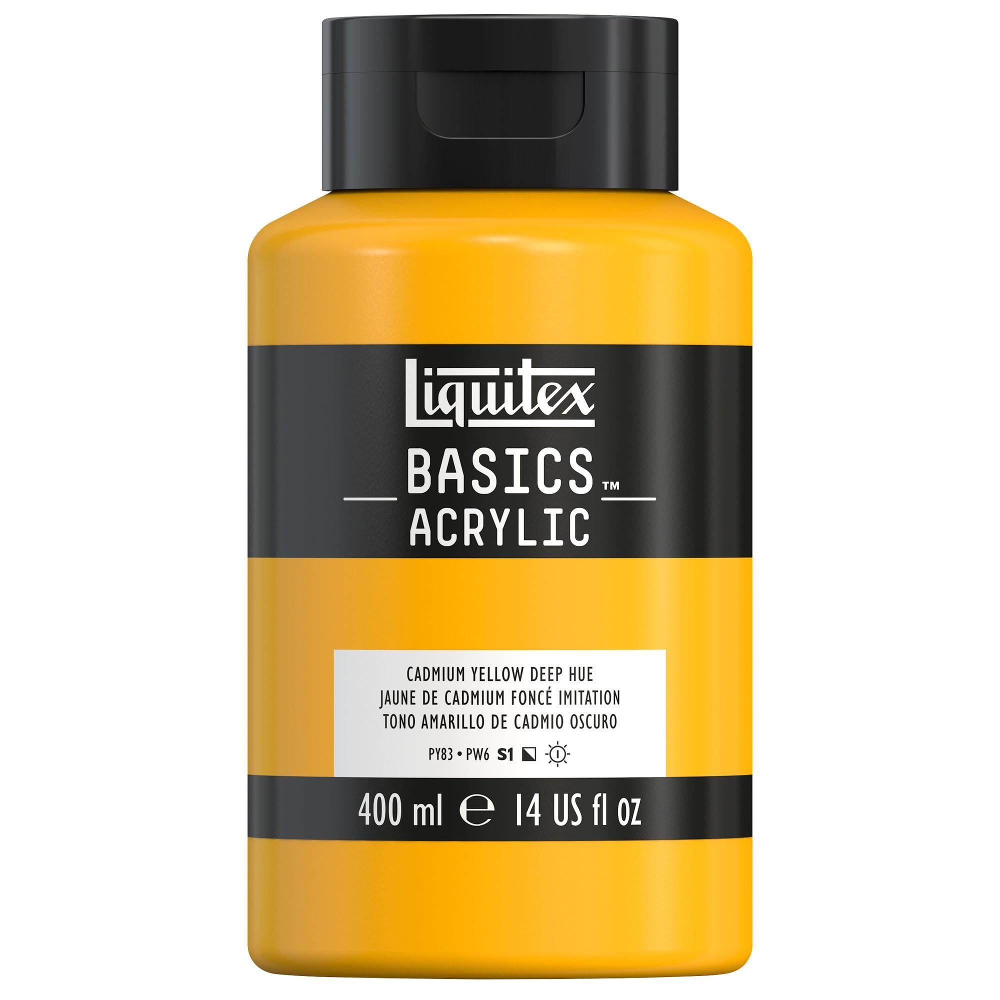 LIQUITEX Basics Acrylic Paint, Cadmium Yellow Deep Hue, 400 ml Bottle