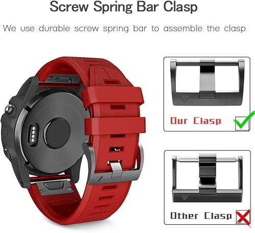 Miniatura 10 de ANCOOL Compatible con Garmin Fenix 5X Plus Band 1.024 in Correa de silicona de fácil ajuste para Fenix 7XFenix 6X ProFenix 6XD2 Delta PXTactix