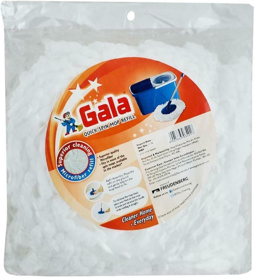 Gala Spin Mop Microfiber Refill, Spin Mop Refill/Floor Mop Refill, Mop Head Refill only,Mop Refills only (White)